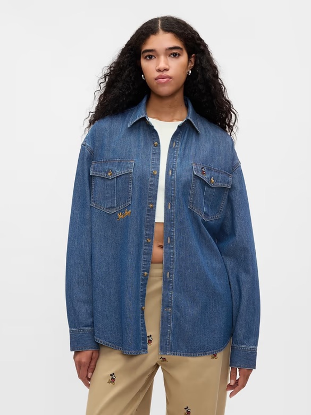Gap X Disney Denim Western Shirt Unisex Mickey Mouse Vacation Disney World Fall